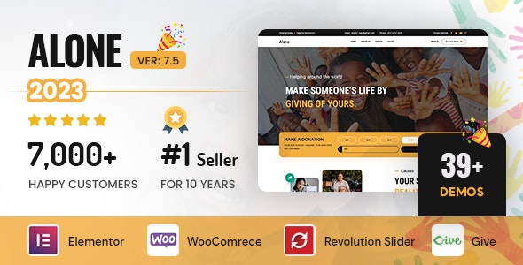 Alone – Charity Multipurpose Non-profit WordPress Theme Free Download