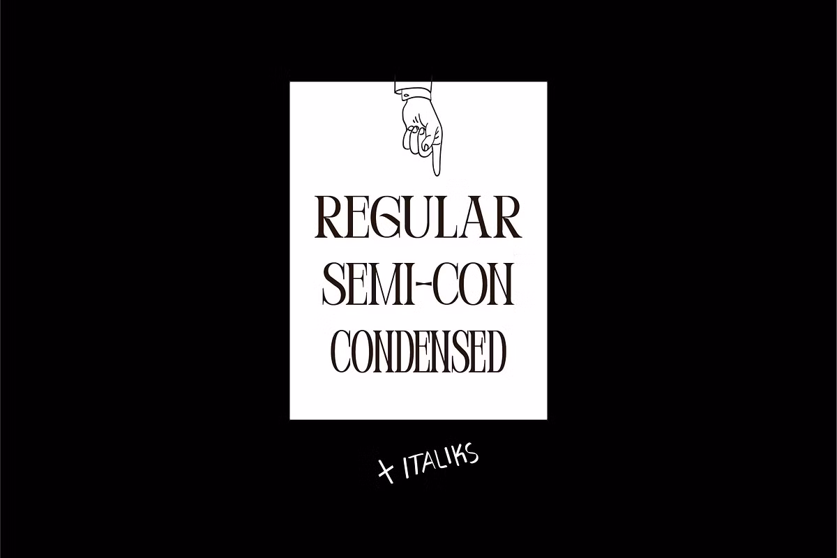 Different styles of the Perandory font