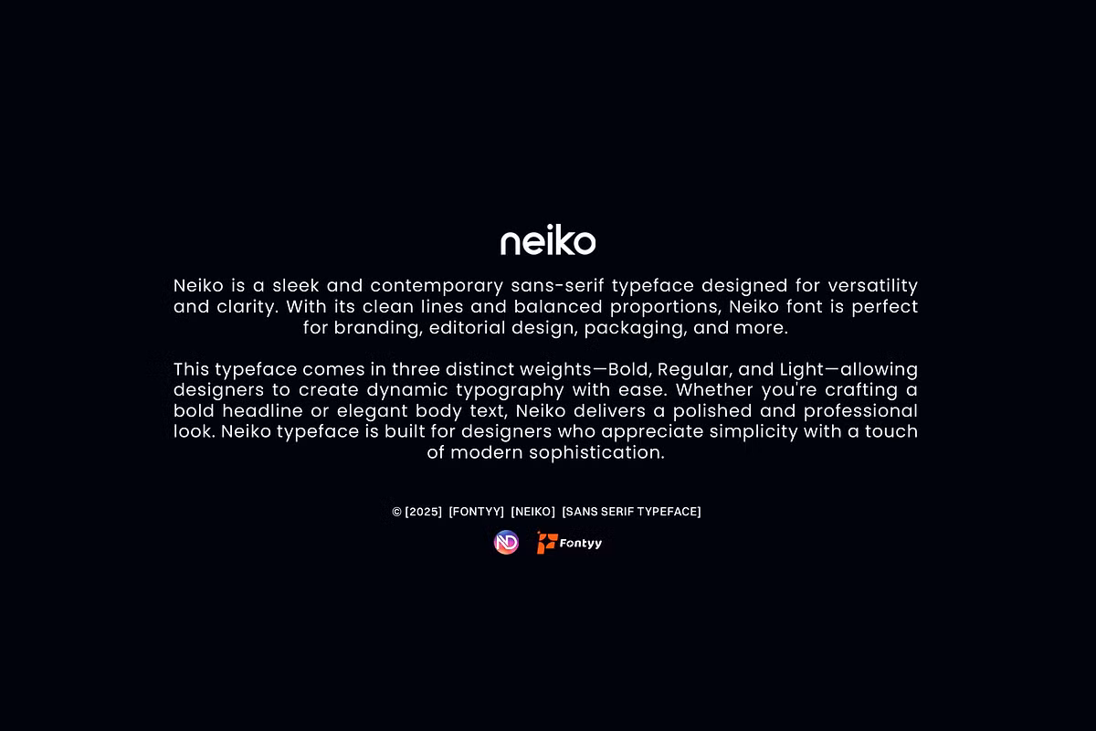 Example of Neiko typeface in use