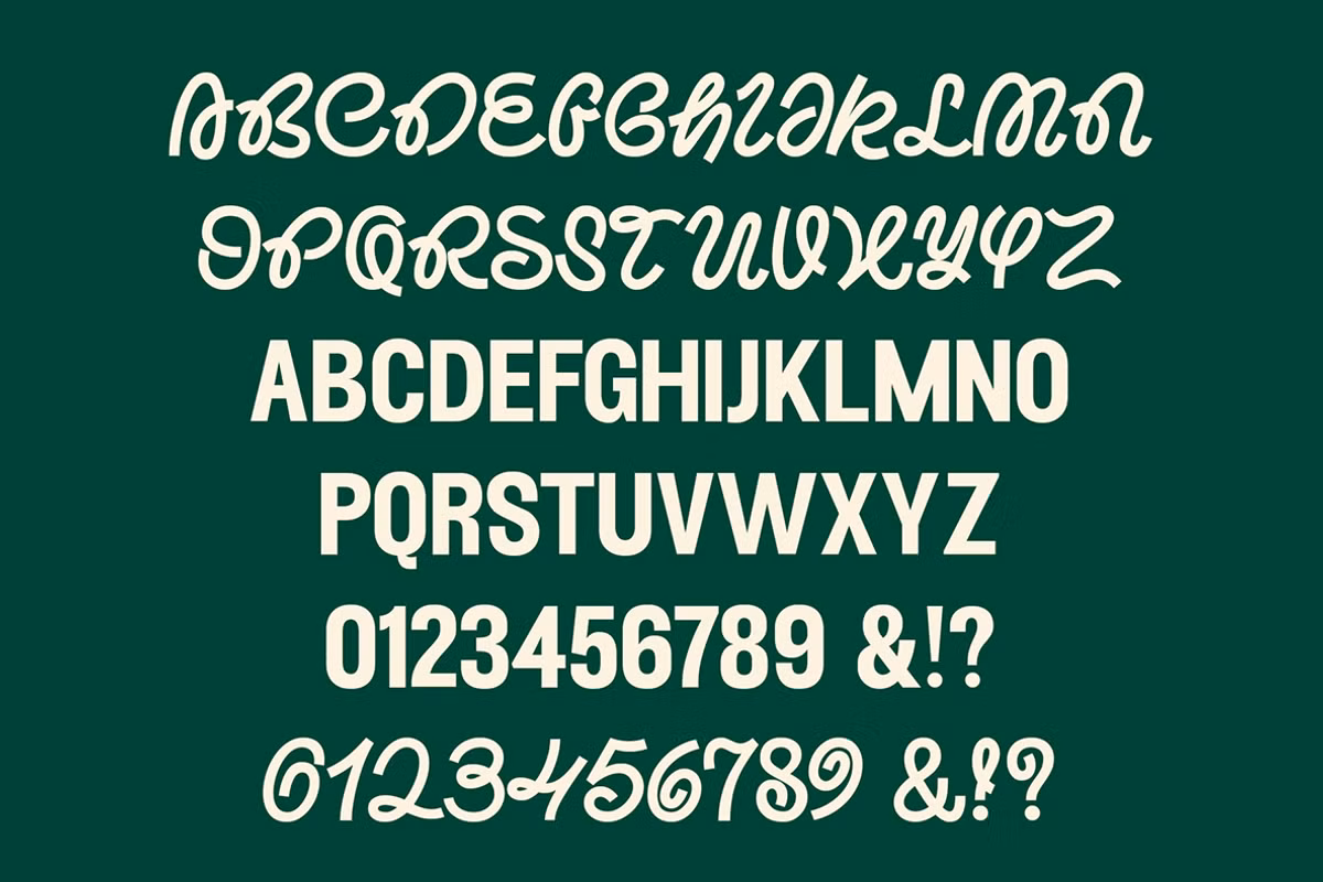Character set example of ED Nimpkish typeface