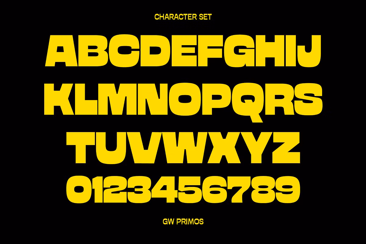 Character set overview of GW Primos font