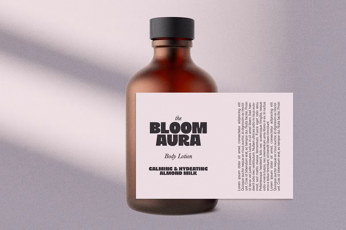 Merchandise displaying designs with GRAND BOLD font