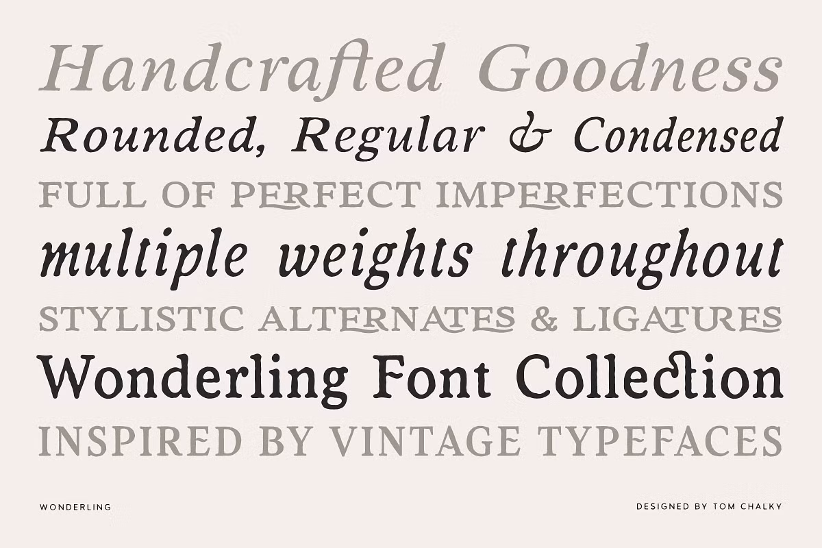 Different styles of Wonderling Fonts