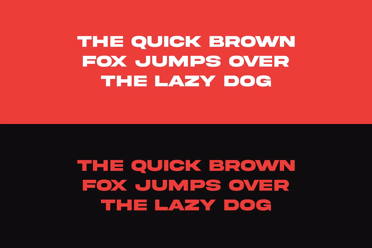 Example of text using Akira Expanded font in a bold layout