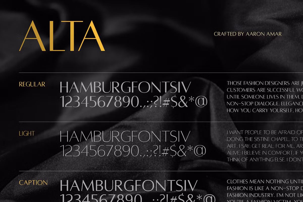 Example of Alta Typeface in use