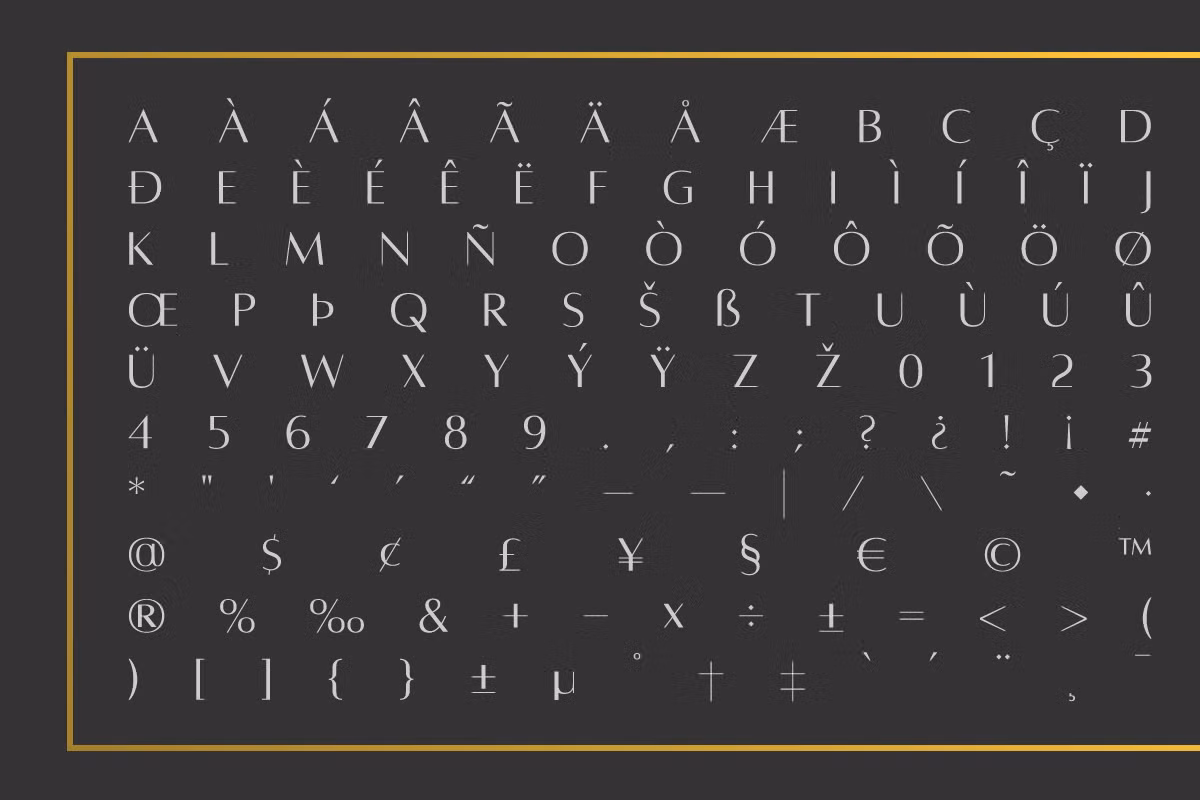 Character set of the Alta Typeface