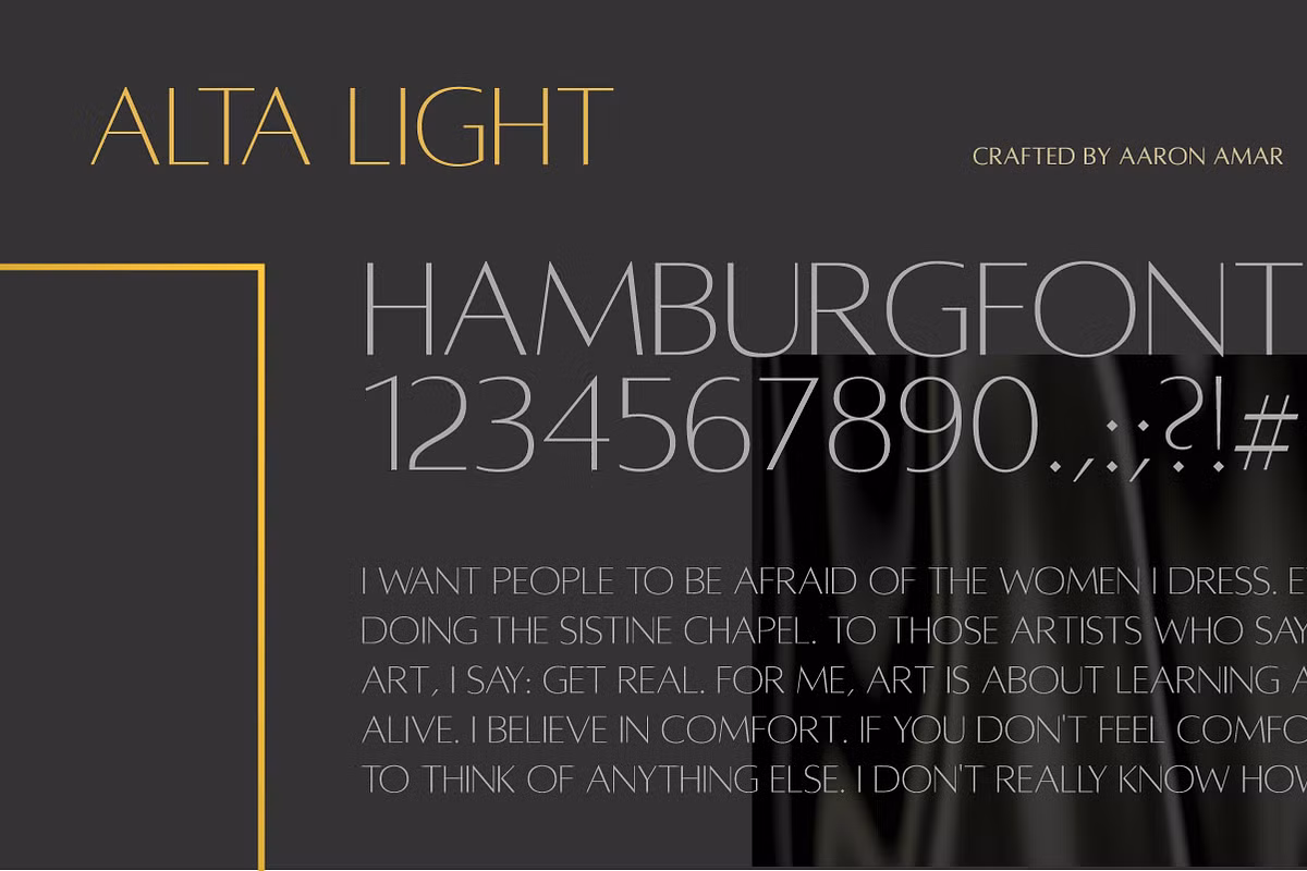 Showcase of Alta Typeface in various designs