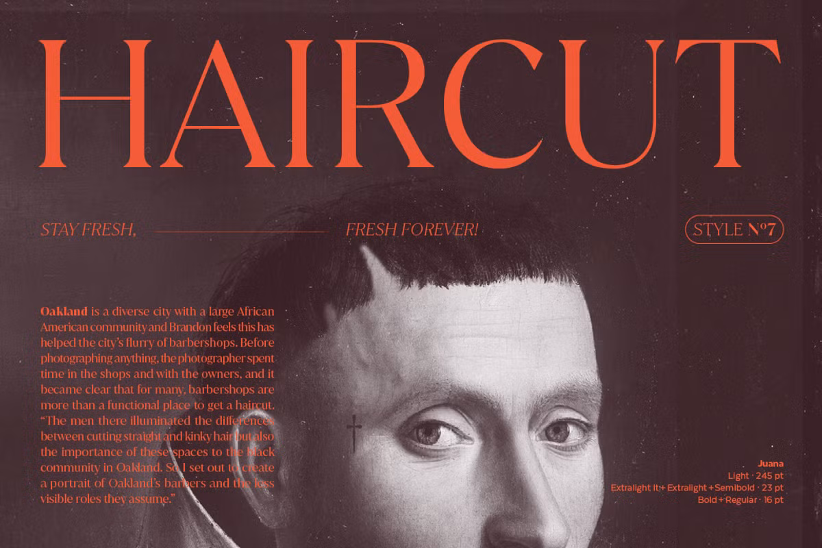 Stylish representation of the Juana typeface