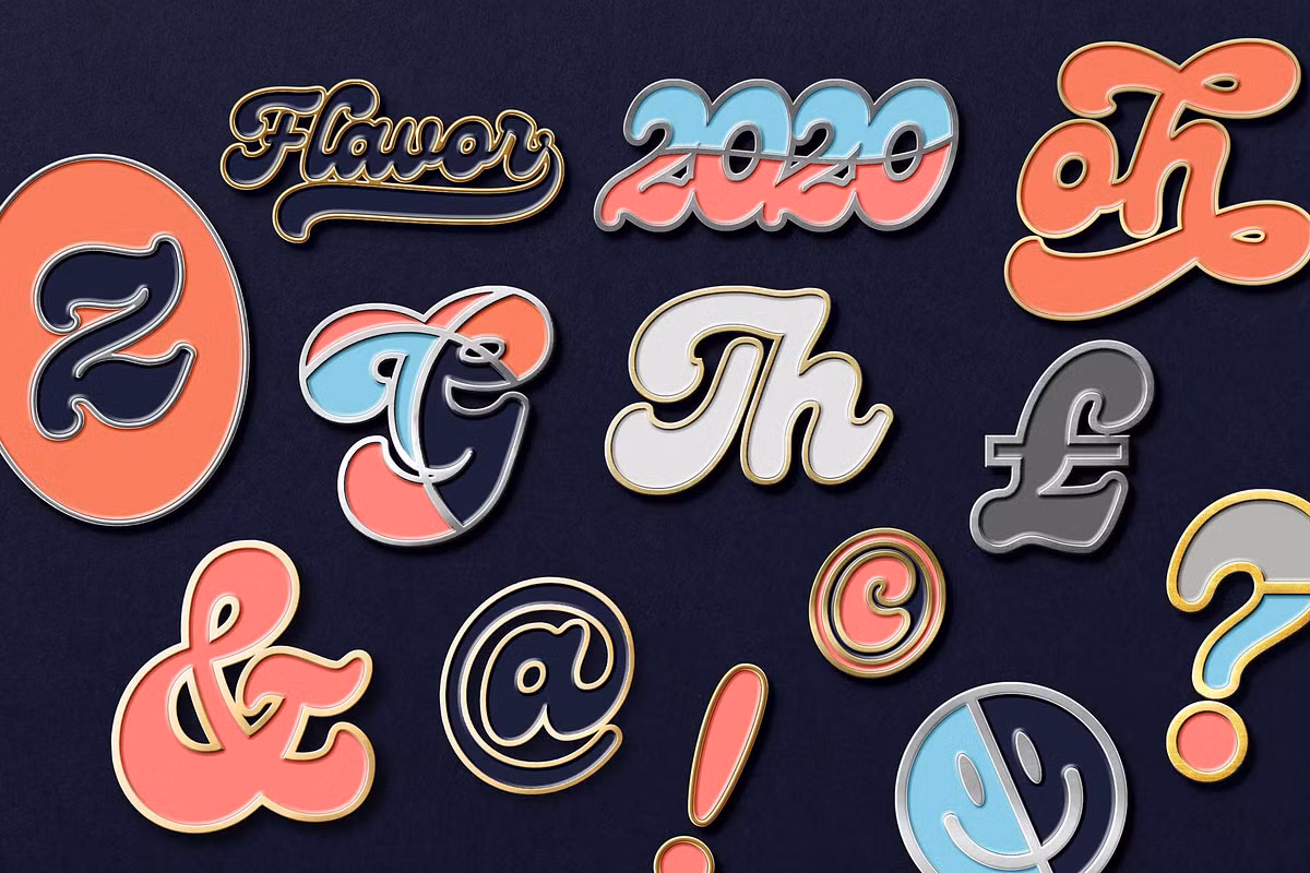 Example of Genty's unique swashes and ligatures