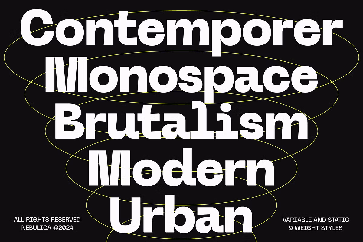 A sample of the Nebulica typeface showcasing its geometric shapes