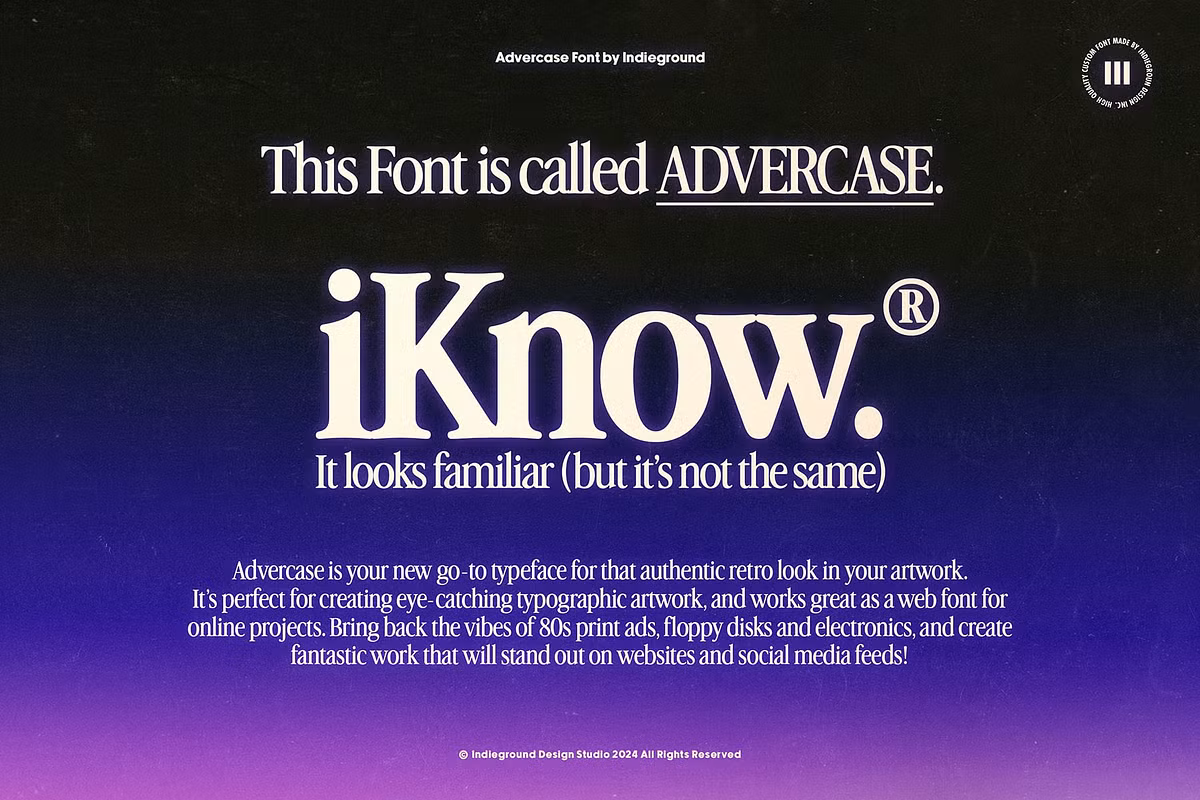 Example of Advercase Font used in a design layout