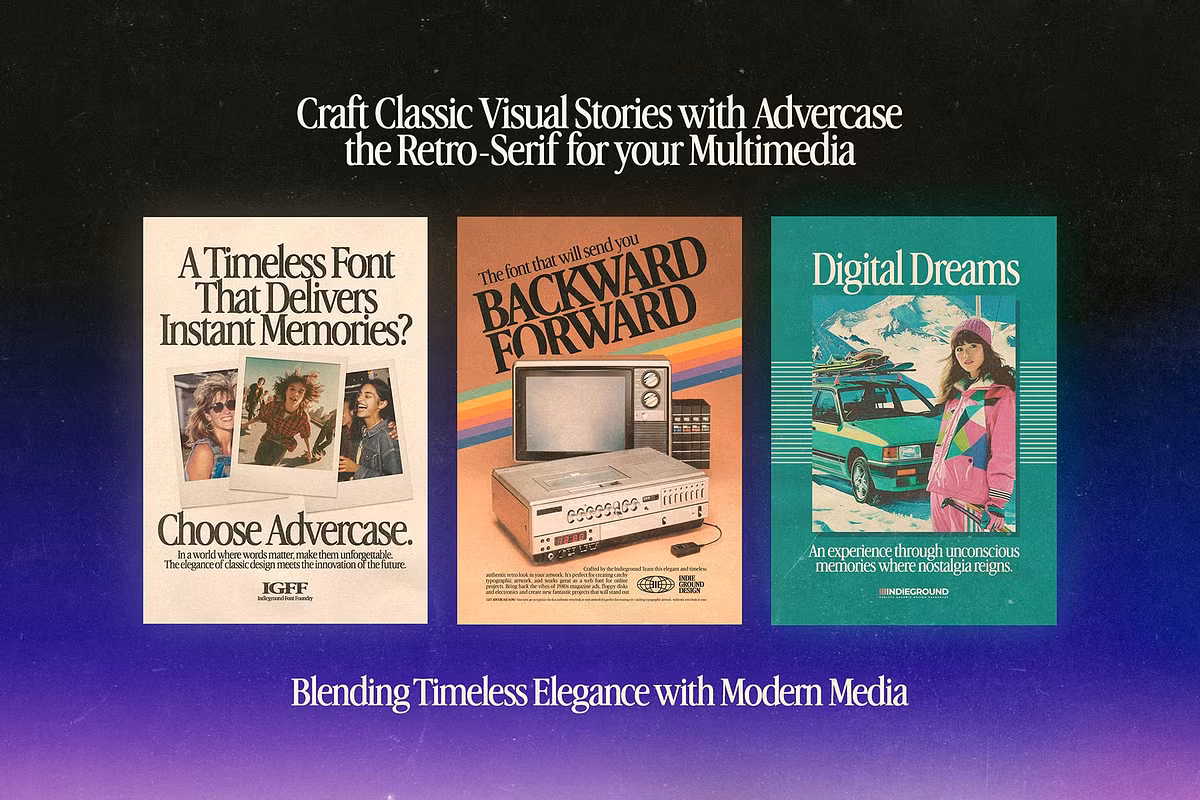 Advercase Font showcased in print media