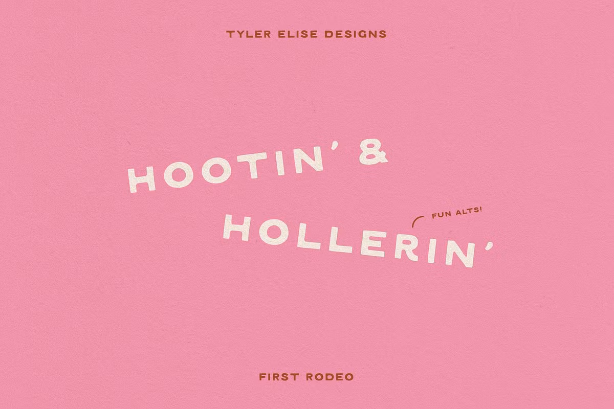 Diverse character set of FIRST RODEO font