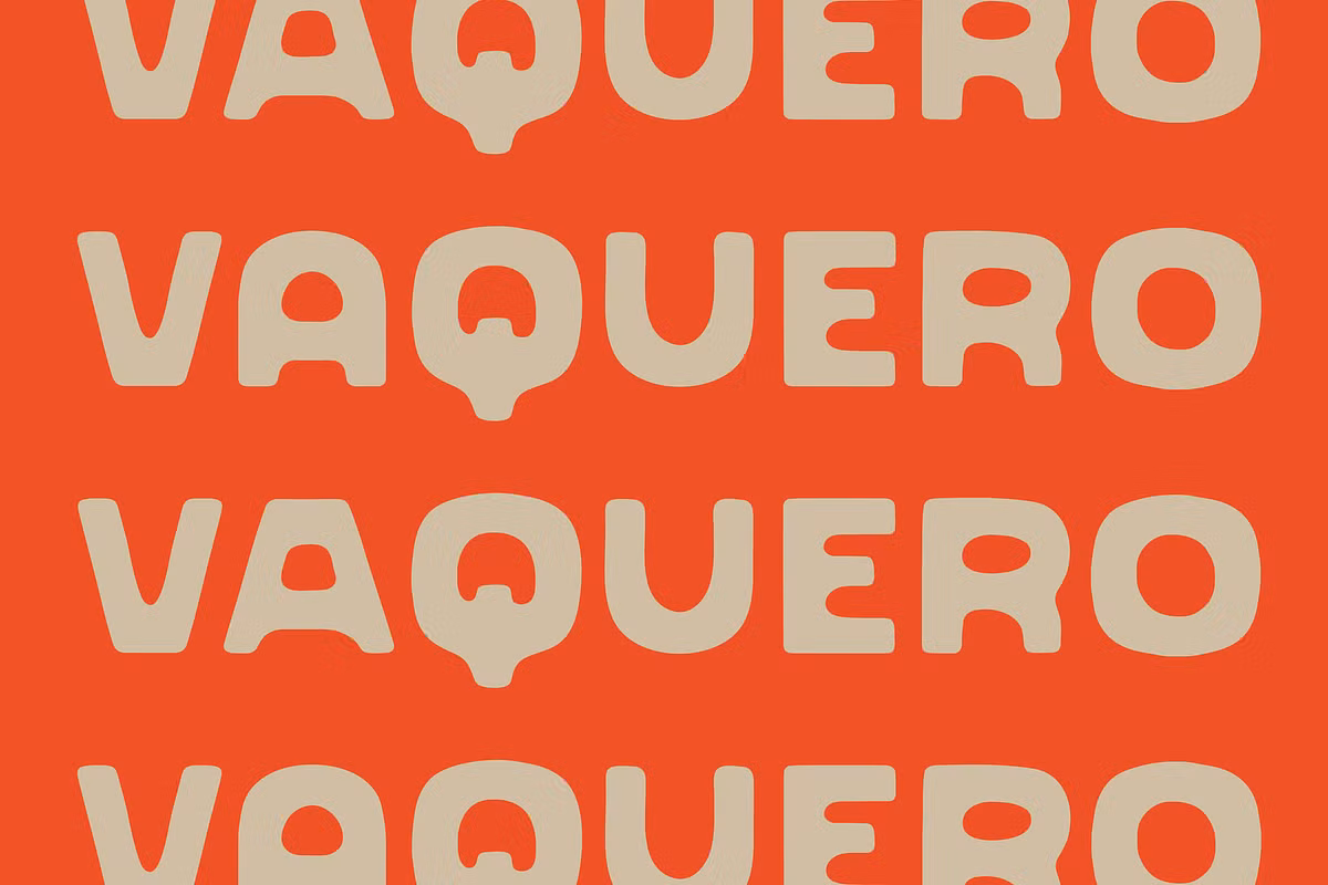 Illustration showing various glyphs and characters of VAQUERO typeface