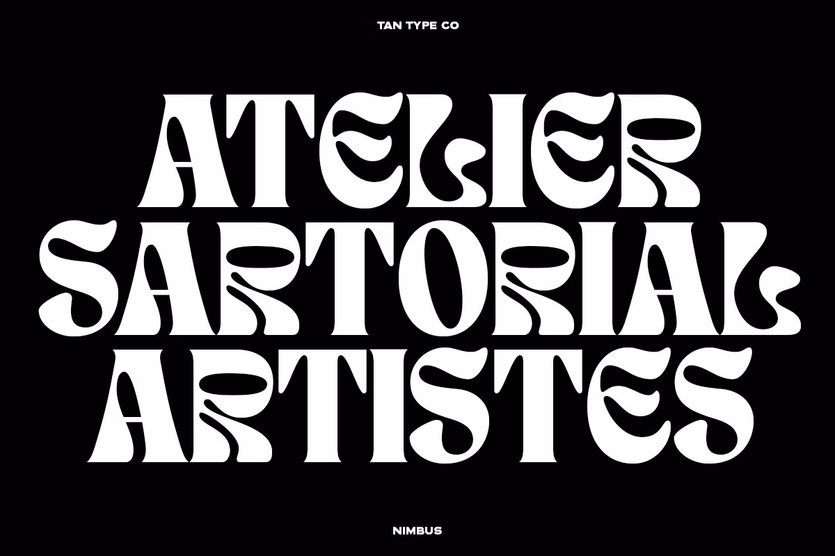 Colorful psychedelic typeface design example