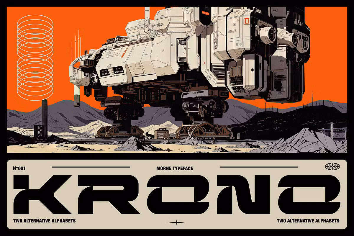 Examples of Morne typeface in use for various designs