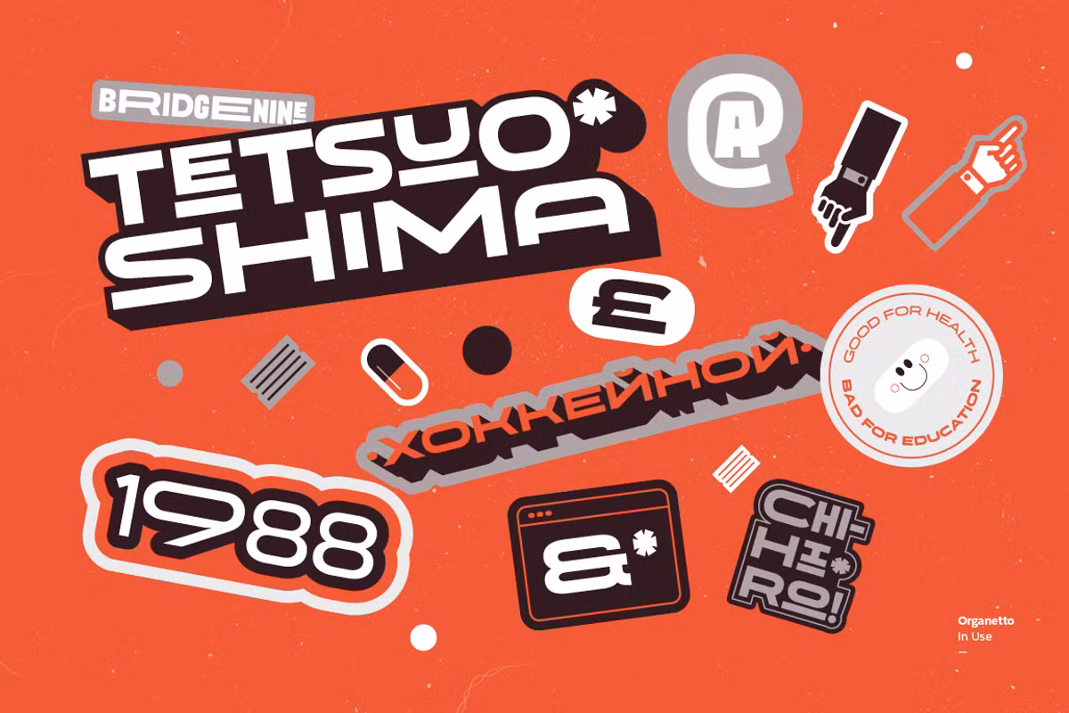 Organetto font displayed on multiple devices