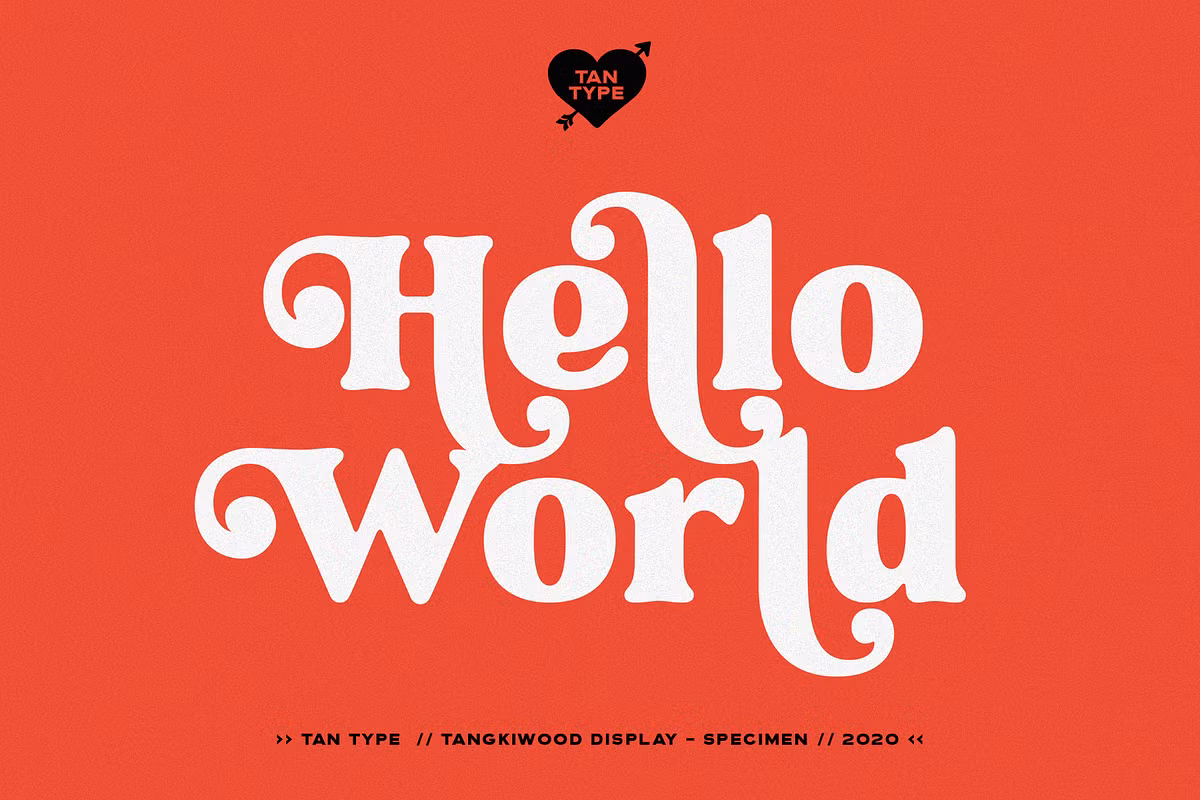 Tangkiwood font example from the 1970s