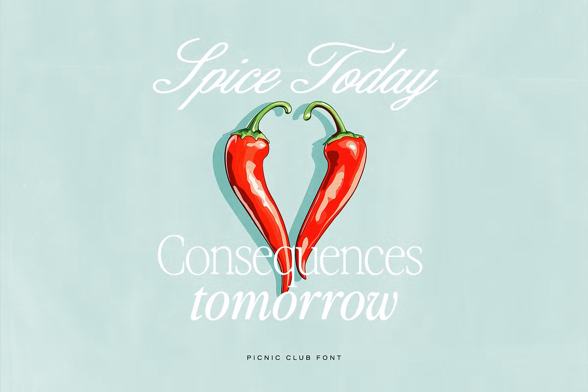 Different weights and styles of The Picnic Club font