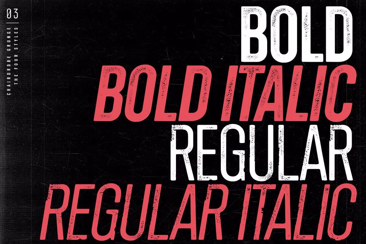 Visual representation of Chairdrobe Grunge character set