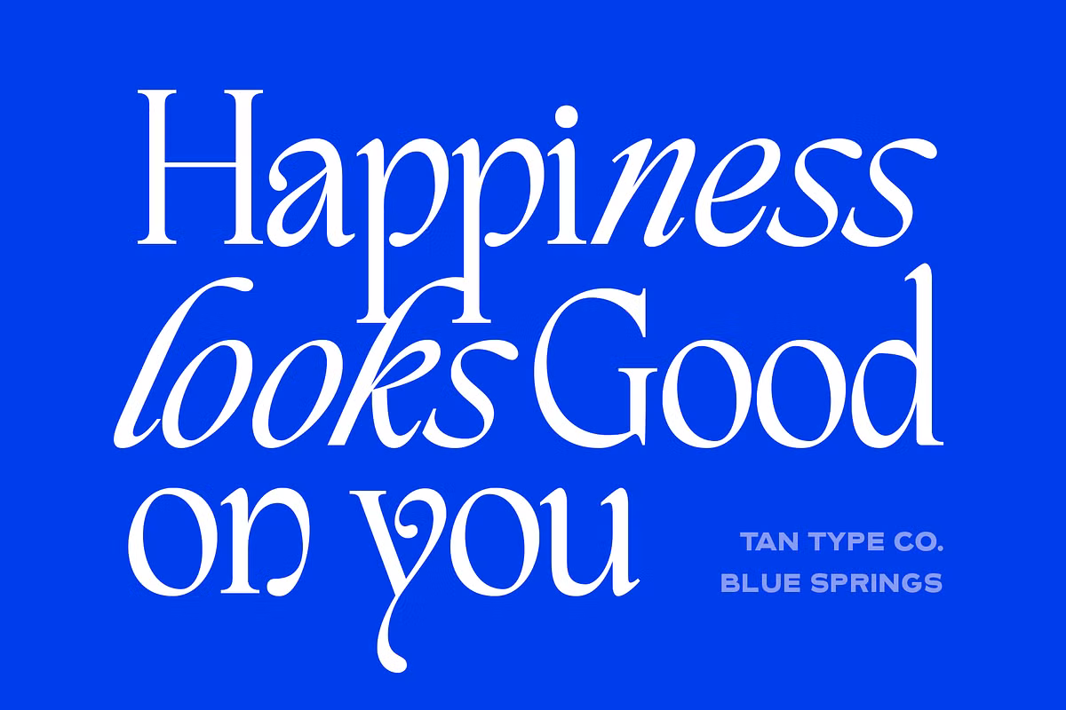 Showcasing OpenType features of TAN - BLUE SPRINGS font