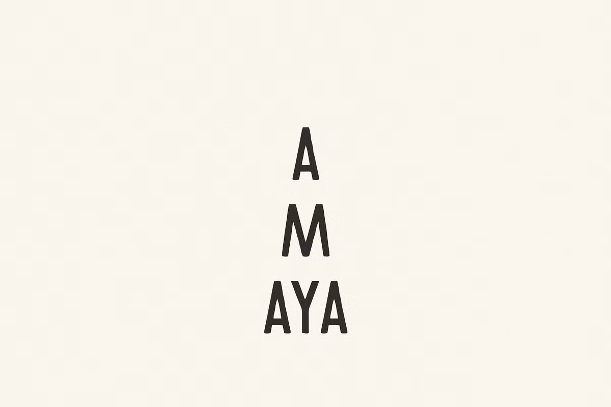 Showcase of various characters from the Amaya typeface.