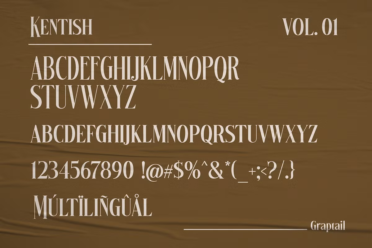 Showcasing the versatility of Kentish Font in different designs