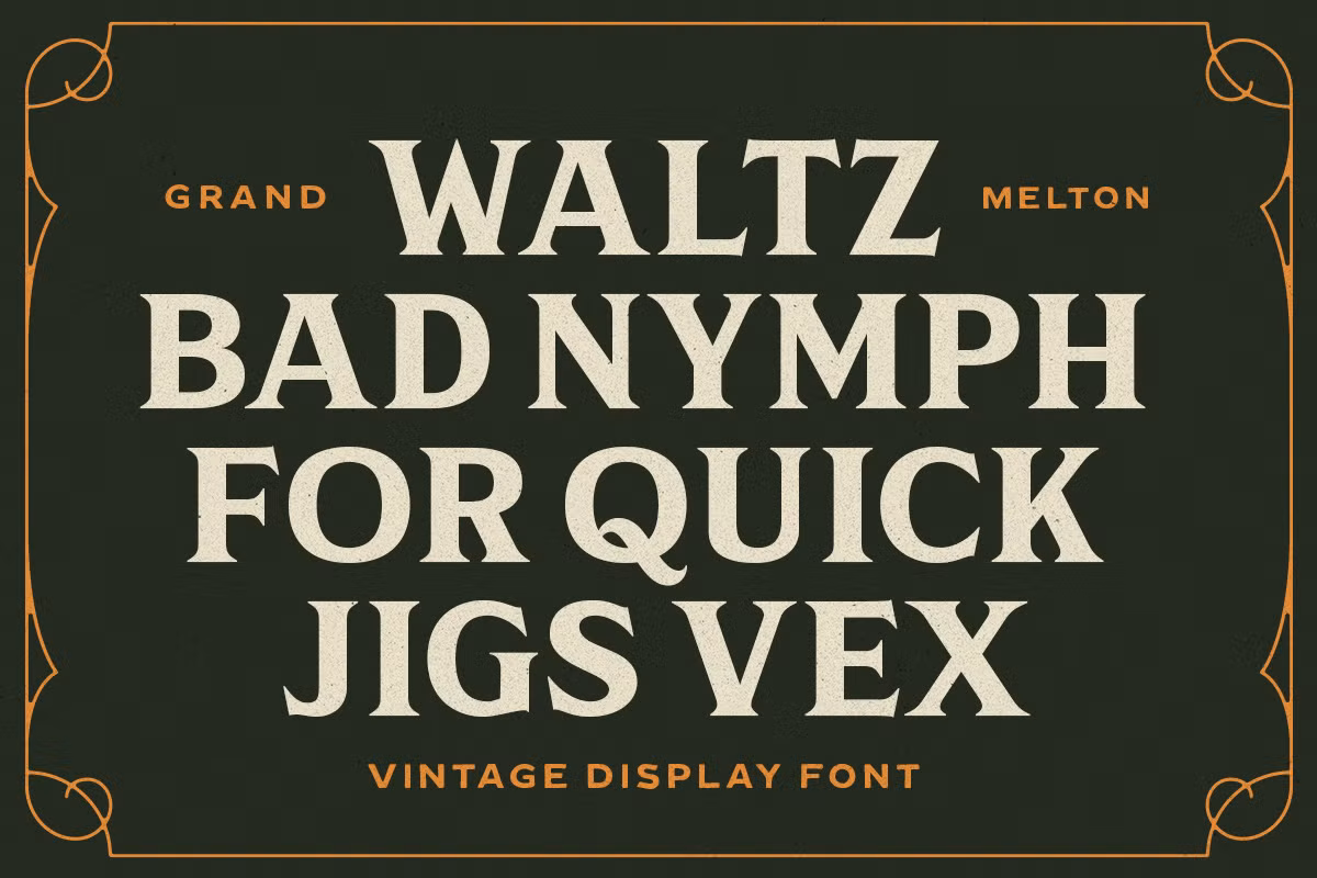 Close-up of IC Grand Melton font details