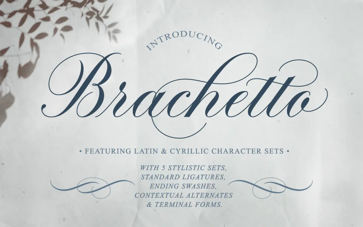 Brachetto Script: a flourished copperplate script for premium branding work