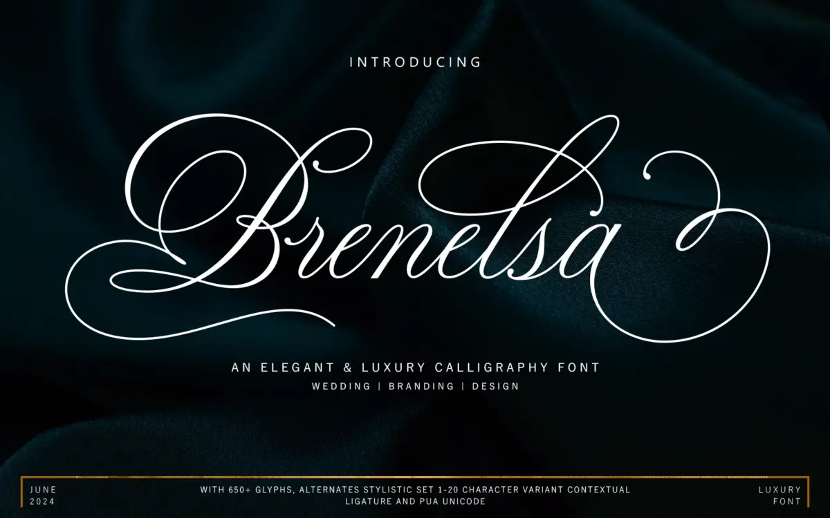 Brenelsa: a calligraphy script for invitations and branding that lean traditional