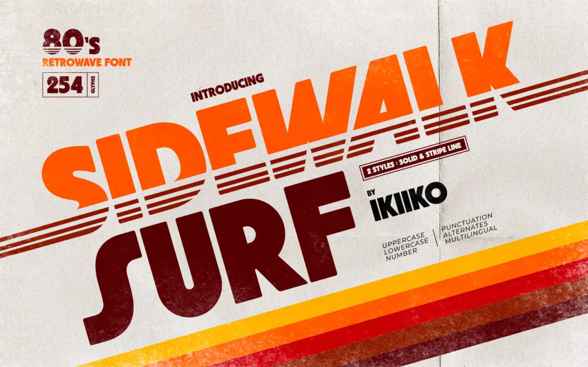 Sidewalk Surf: A Bold 80s Retrowave Display Font for Bold Headlines