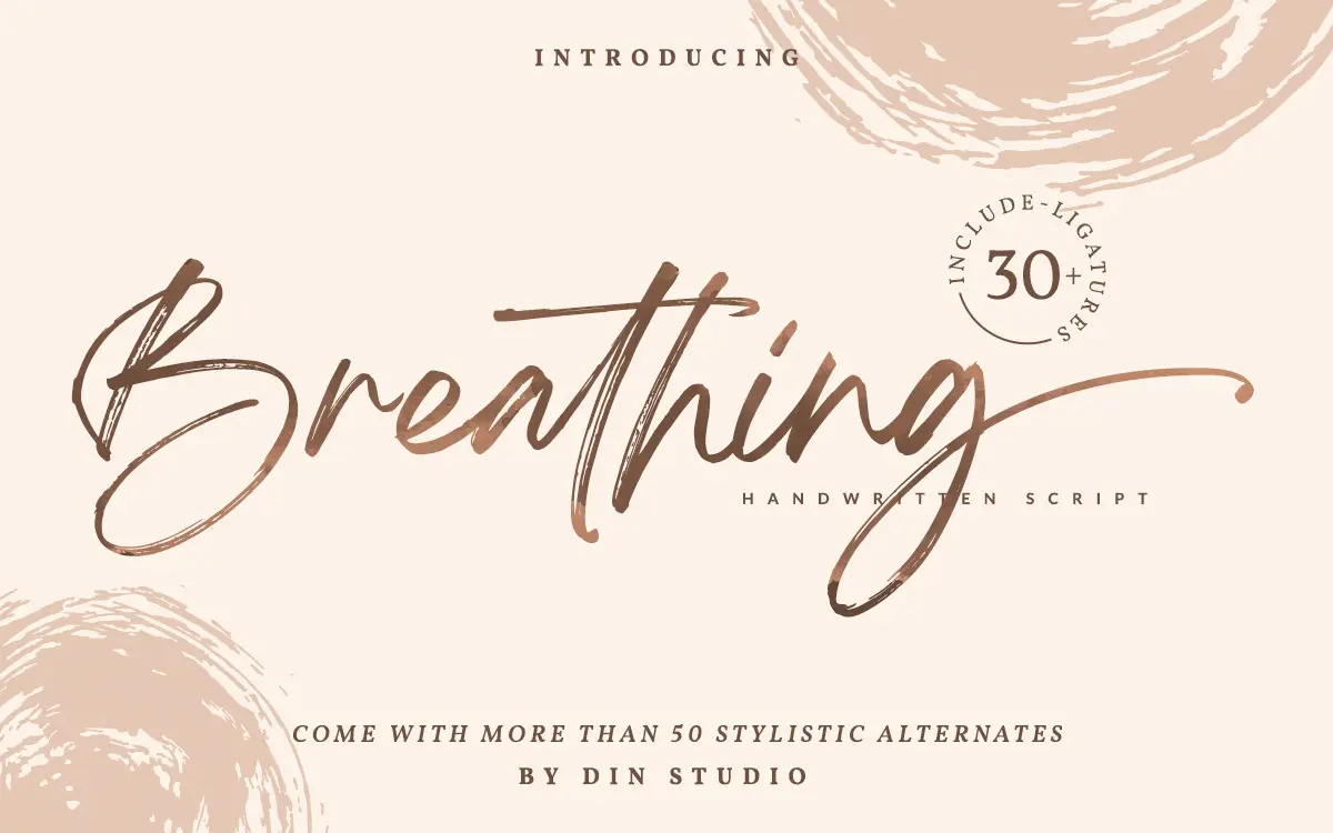 Breathing: a brush script for signature-style branding and headlines
