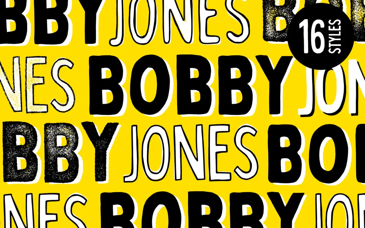 Bobby Jones: a 16-font pack of deliberately wonky display type