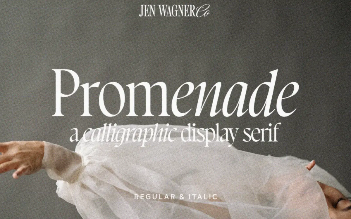 Promenade: a calligraphic serif with a flat-nib pen behind every curve