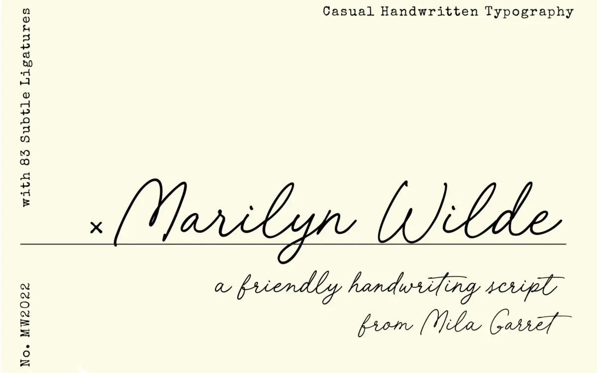 Marilyn Wilde: a neat cursive script for quotes, logos and stationery