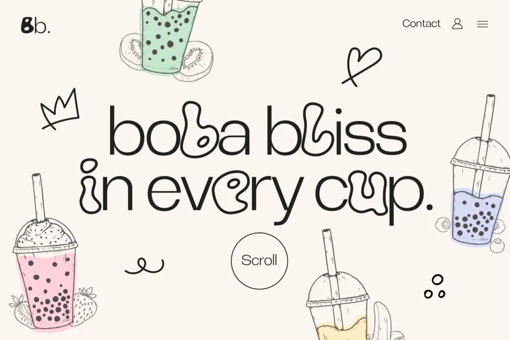 Mocha Bubble+Sans specimen — Design style