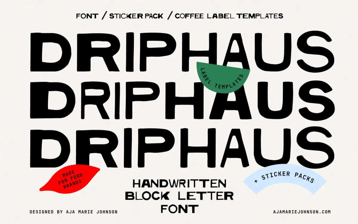 DRIPHAUS: A Blocky, Chalkboard-Rough Display Font for Coffee Branding