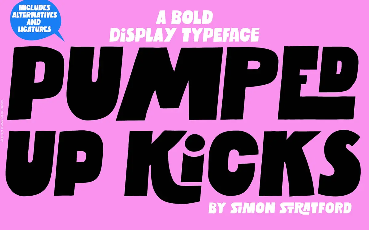 Pumped Up Kicks: a bouncy all-caps display font for playful branding