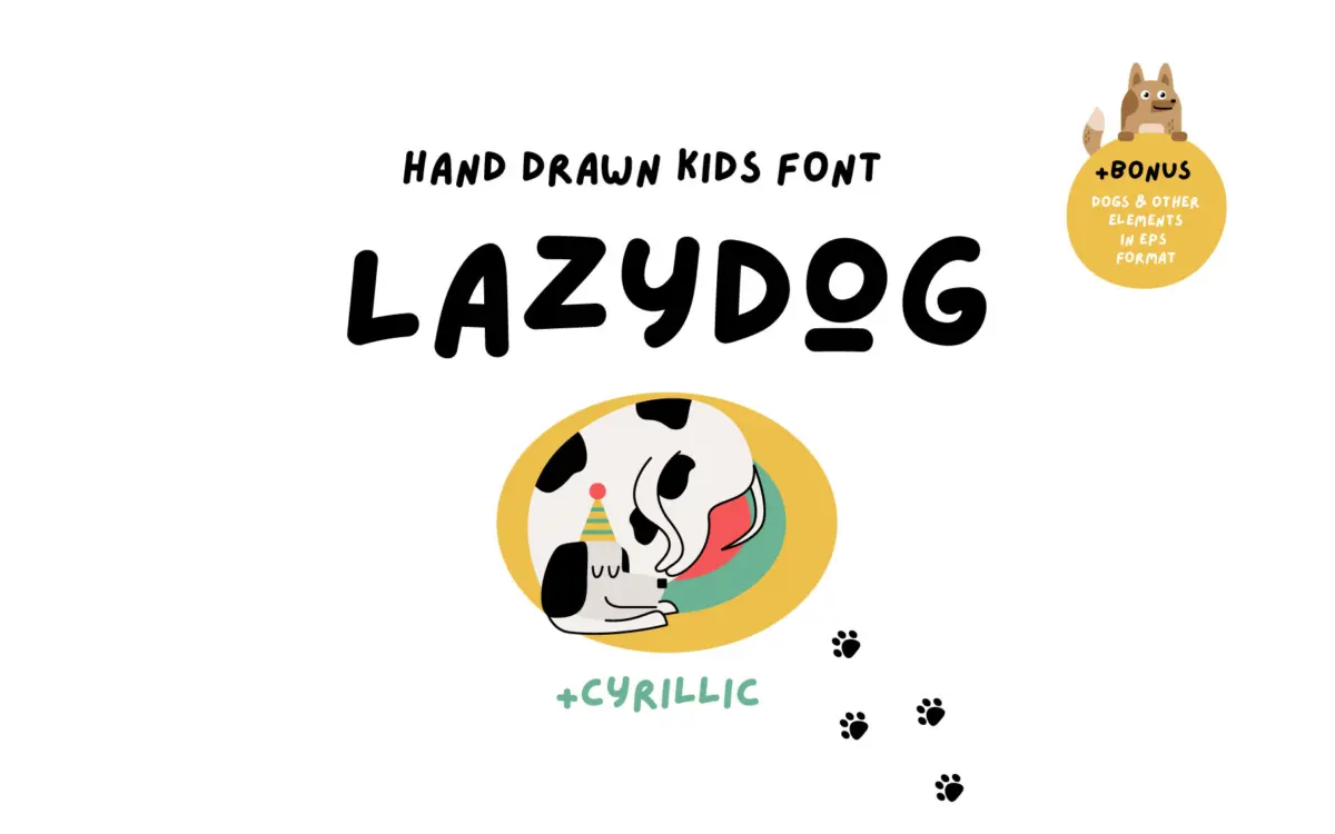 Lazydog Kids Font: a wobbly handwritten script for children's projects