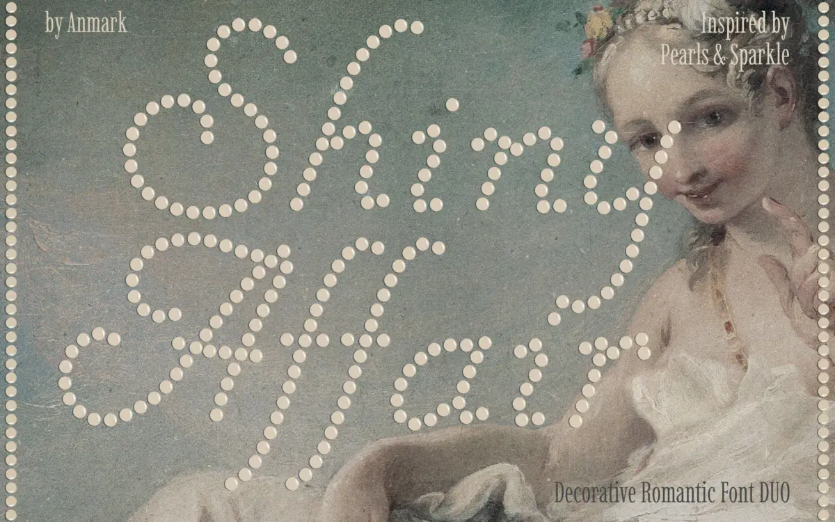 Shiny Affair: a dotted, layerable script for glam-leaning branding