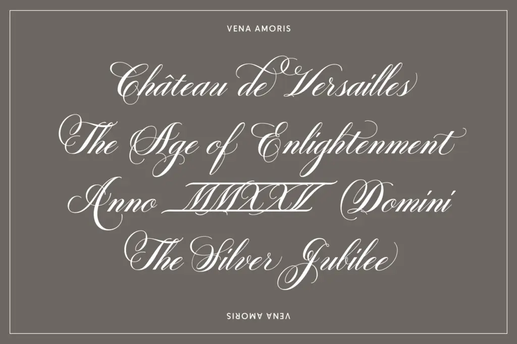 Vena Amoris specimen — Character set and features