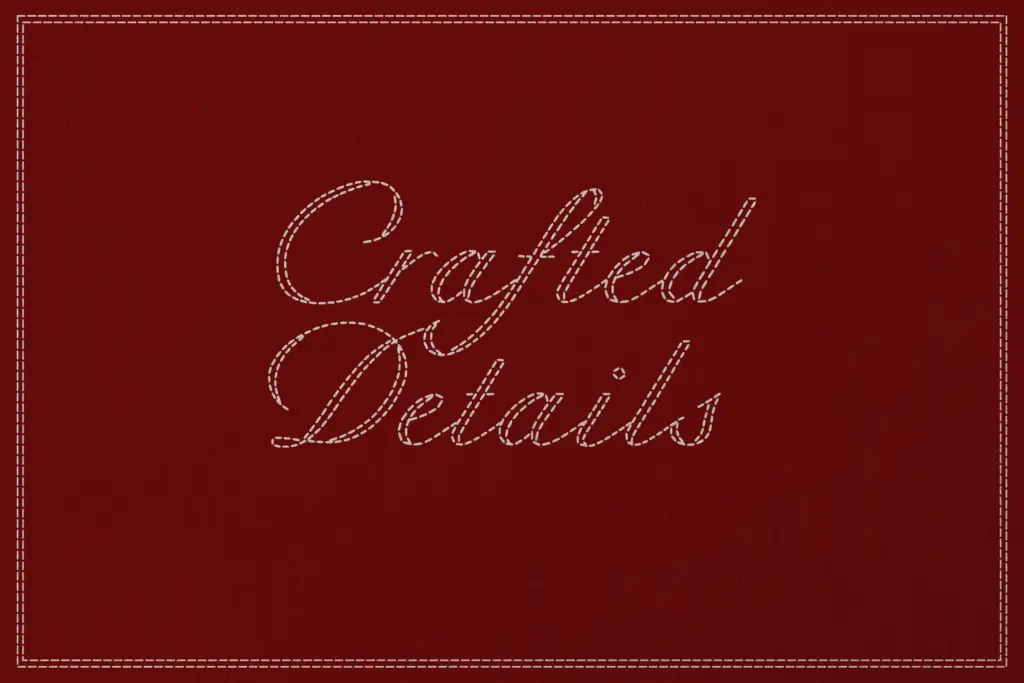 Refined Stitch Vintage Script Font specimen — Character set and features