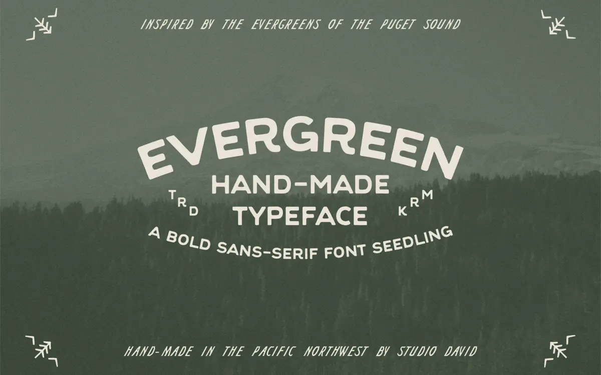 Evergreen: a hand-drawn all-caps sans built for outdoorsy branding