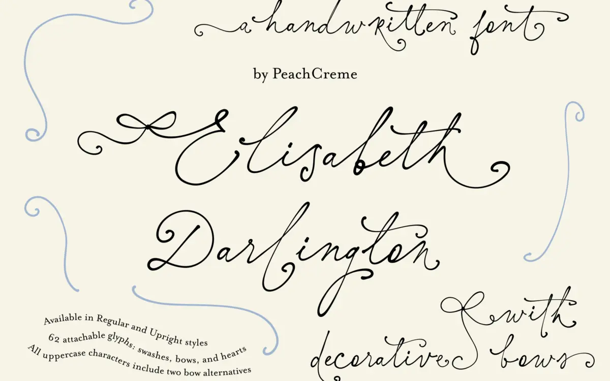 Elisabeth Darlington with Bows: a connected script for boutique and wedding branding