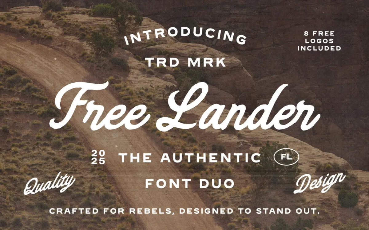 Free Lander: a rustic script and sans duo for badge-style branding
