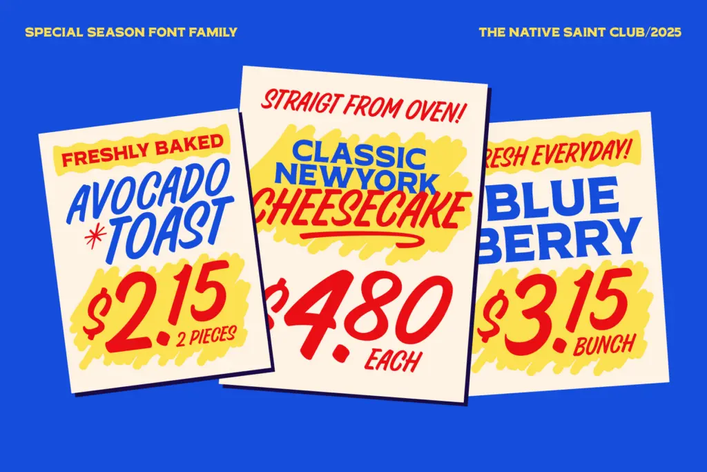 TNSC Special Season specimen — Design style