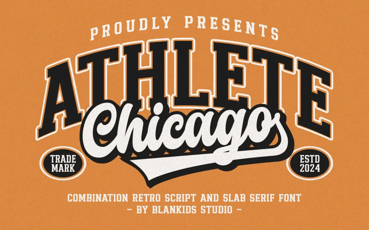 Chicago Athlete: a varsity slab-and-script duo for team branding