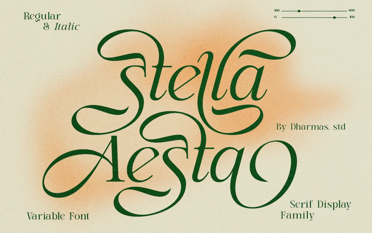 Stella Aesta: a ten-weight serif for luxury branding and swash-heavy invitations