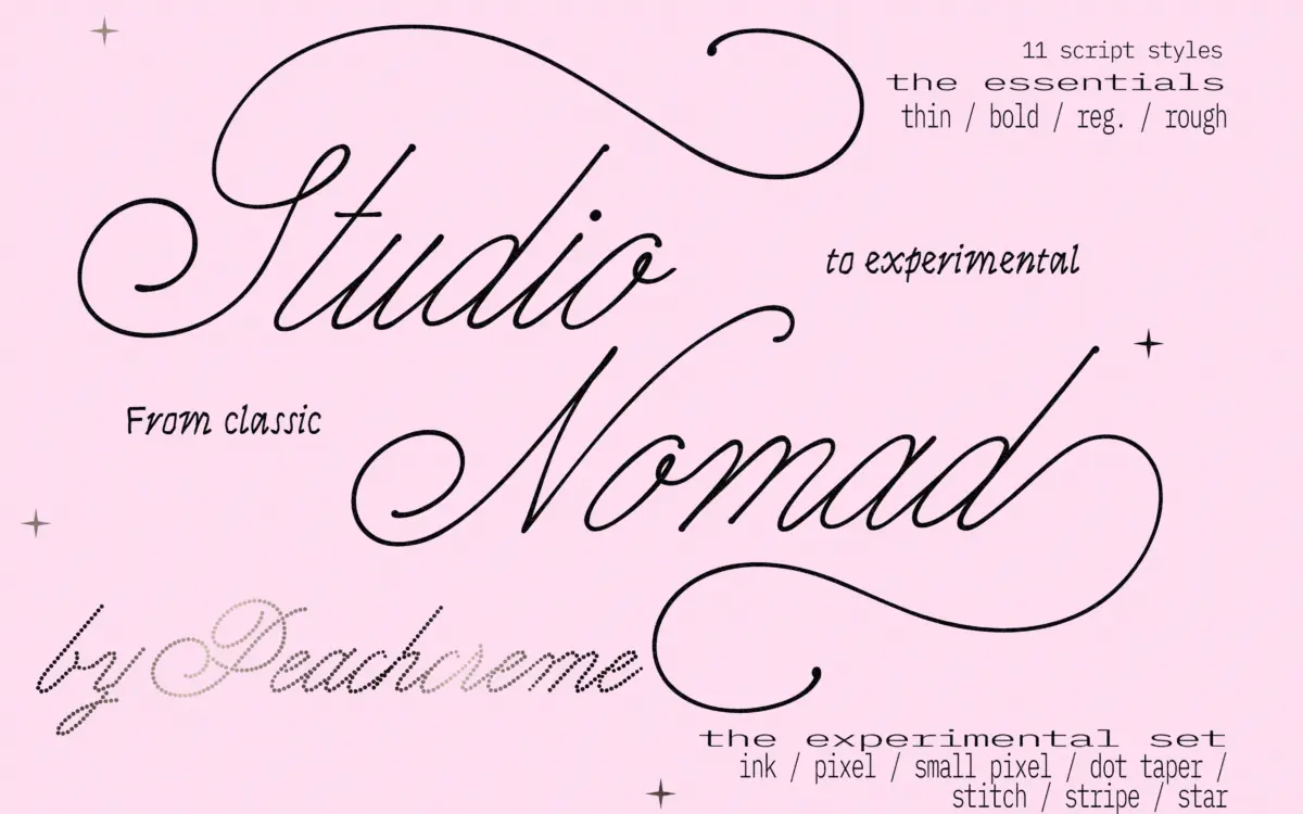 Studio Nomad: a monoline gel-ink script with a textured experimental side