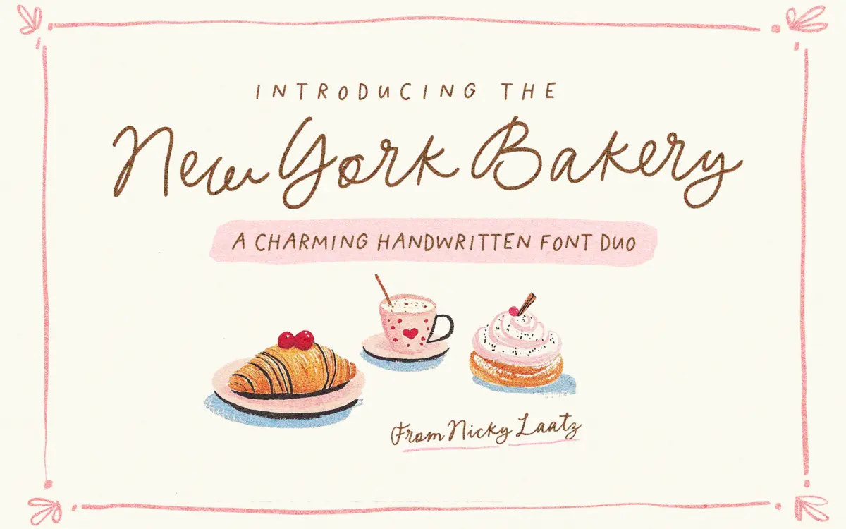 New York Bakery Font Duo: a wobbly handwritten script for playful branding